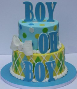 Two Tier Round Baby Shower Cake for Boys